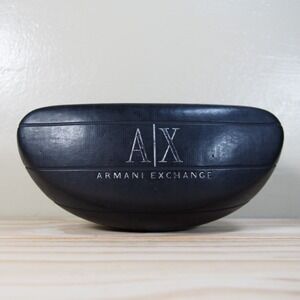 Armani Exchange A/X Hard Sunglasses Glasses Case Black Clamshell Silver Logo EUC